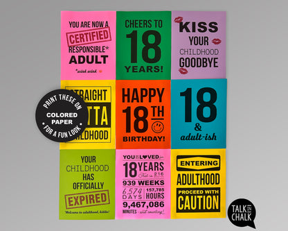 18th Birthday PRINTABLE Sign Pack - Bundle, Set of 9 Signs, Easy to Print, Instant Download