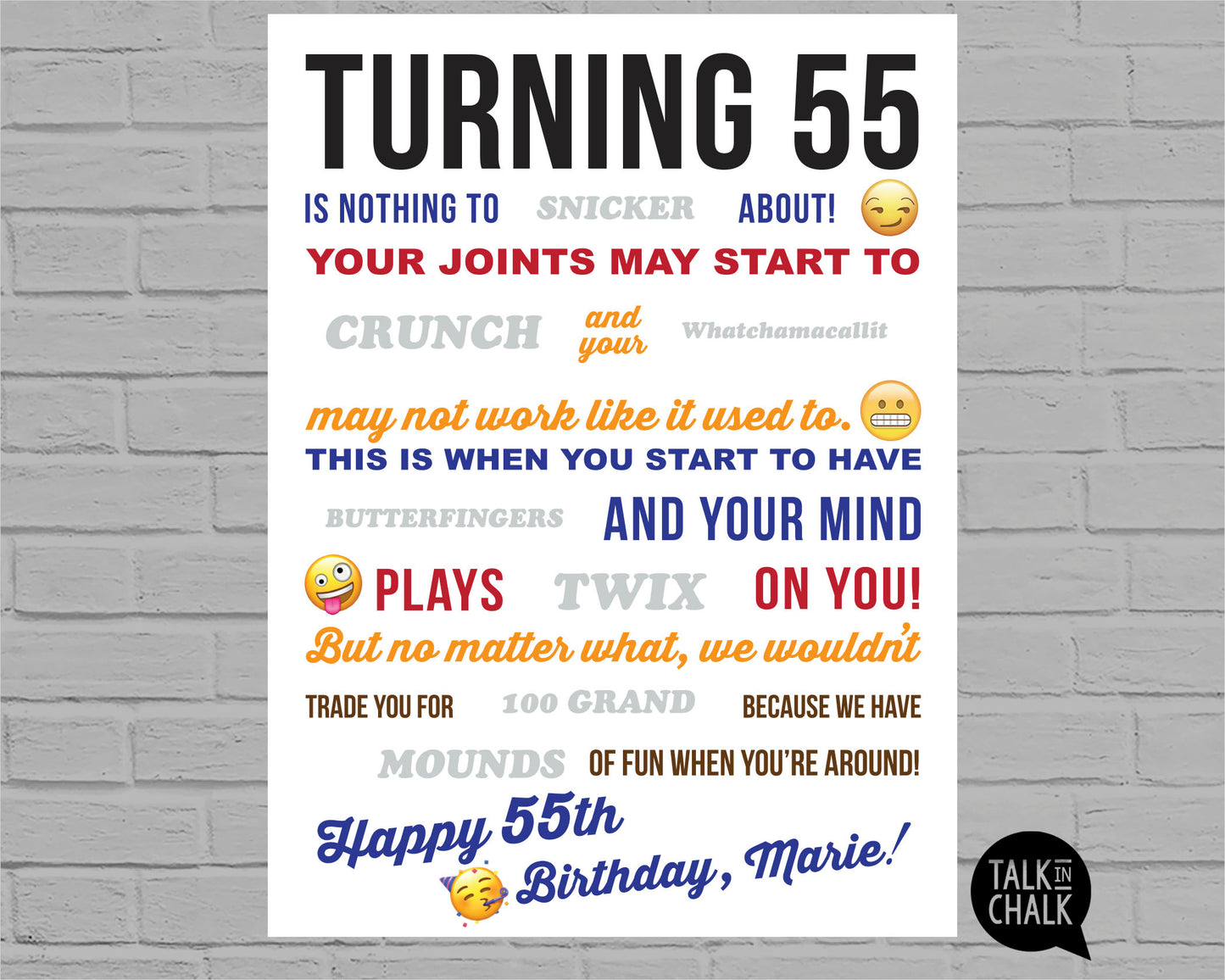 PERSONALIZED Name and Age Candy Gram PRINTABLE for Over the Hill Birthday, DIY Birthday Candy Poster