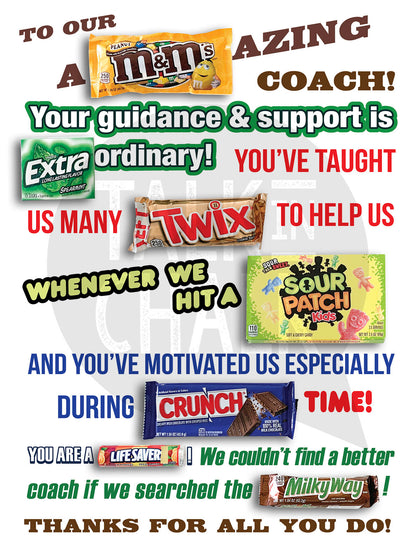 Sports Coach Candy Gram PRINTABLE, 18x24 Poster Size, Coach Gift, End of the Season, Soccer, Basketball