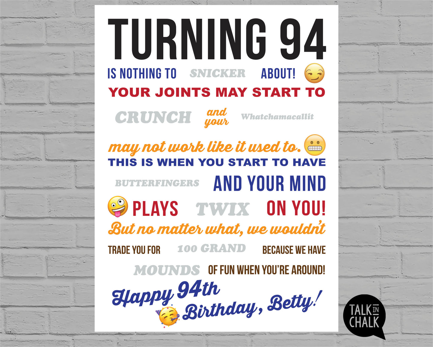 PERSONALIZED Name and Age Candy Gram PRINTABLE for Over the Hill Birthday, DIY Birthday Candy Poster