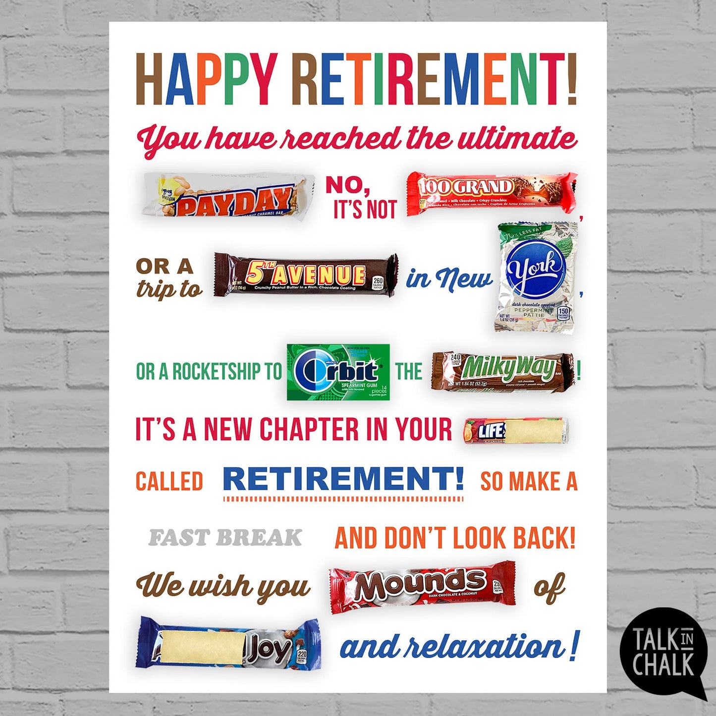 Funny Retirement Candy Gram Printable Poster, Candy Board for Retiree