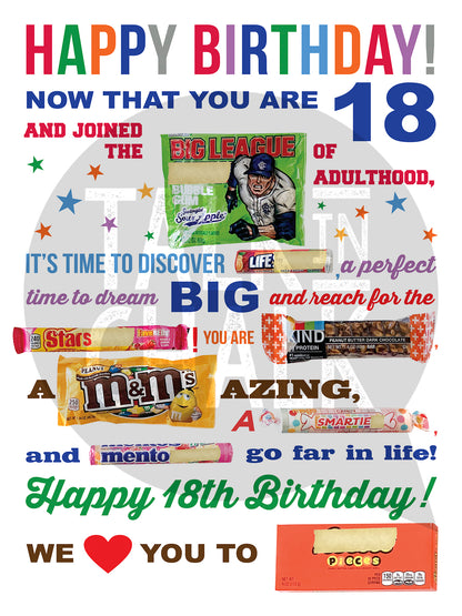 18th Birthday Candy Gram PRINTABLE Poster, DIY Birthday Candy Poster for Son, Daughter