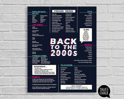 Back to the 2000s Printable Poster, Y2K themed Party Decor, 20 Year Reunion Ideas
