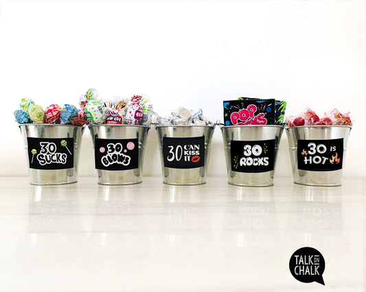 Funny 30th Birthday PRINTABLE Mini Signs, 30 Sucks, 30 Can Kiss it, 30 is Hot, 30 Rocks, Candy Signs