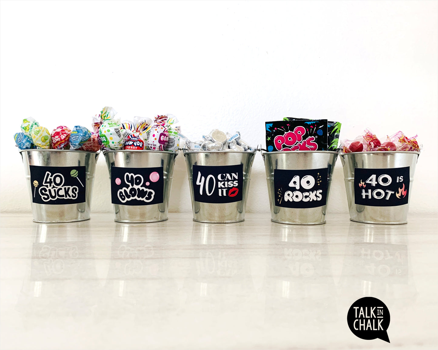 Funny 40th Birthday PRINTABLE Mini Signs, 40 Sucks, 40 Can Kiss it, 40 is Hot, 40 Rocks, Candy Signs