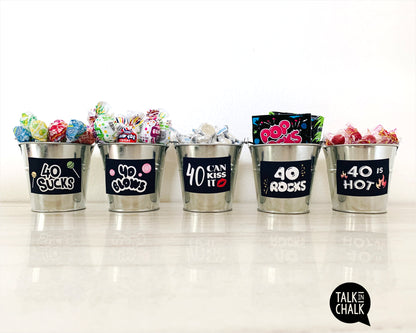 Funny 40th Birthday PRINTABLE Mini Signs, 40 Sucks, 40 Can Kiss it, 40 is Hot, 40 Rocks, Candy Signs