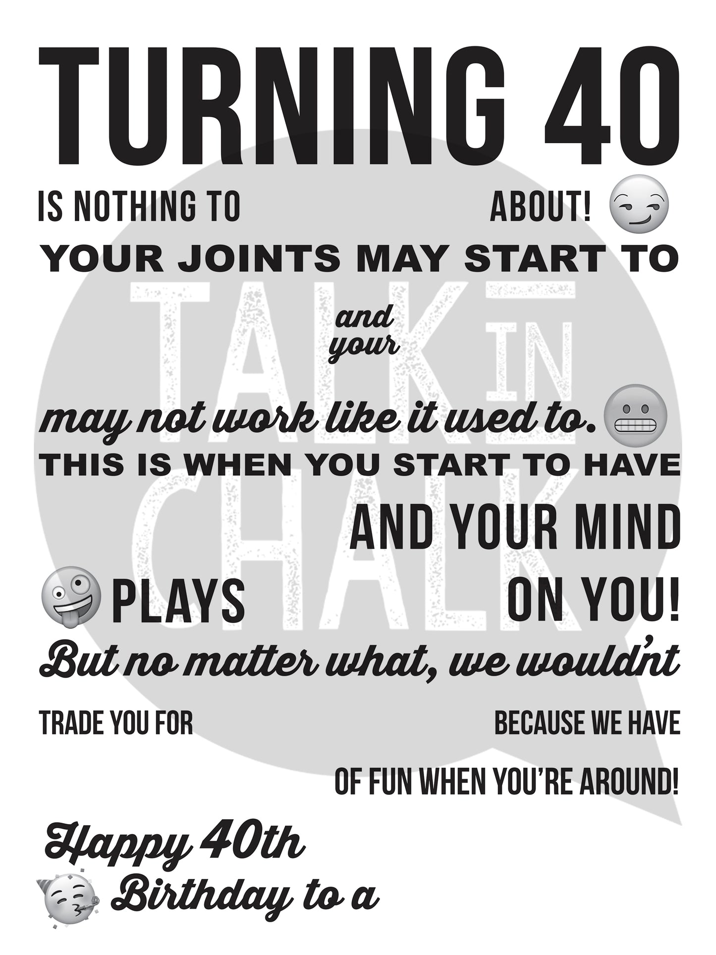 Funny 40th Birthday Candy Poster | Turning 40 Candygram Printable | Born in 1986 Gag Gift