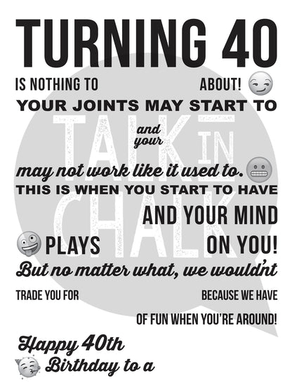 Funny 40th Birthday Candy Poster | Turning 40 Candygram Printable | Born in 1986 Gag Gift