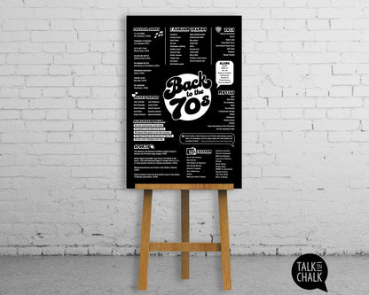 Back to the 70s Printable Poster - Black and White, Seventies Party Decor, 50 Year Reunion Ideas