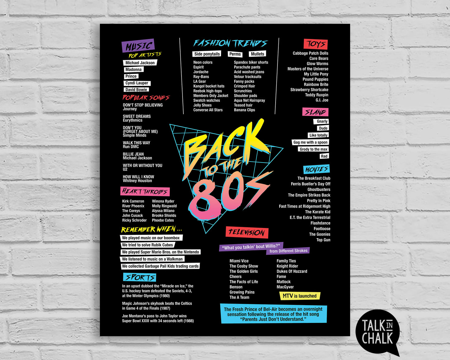 Back to the 80s Printable Poster, Eighties themed Party Decor, 40 Year Reunion Ideas