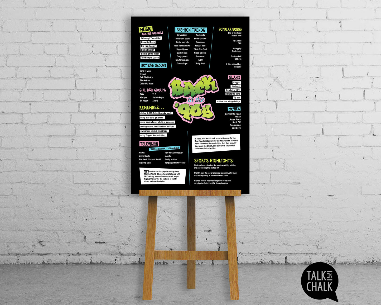 Back to the 90s Printable Poster - FRESH, Nineties Hip Hop themed Party Decor, 30th Birthday Gift