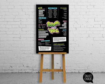 Back to the 90s Printable Poster - FRESH, Nineties Hip Hop themed Party Decor, 30th Birthday Gift