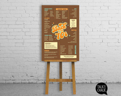 Back to the 70s Printable Poster, Seventies themed Party Decor, 50 Year Reunion Ideas
