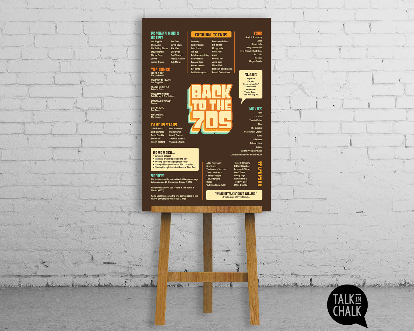 Back to the 70s Printable Poster, Seventies themed Party Decor, 50 Year Reunion Ideas