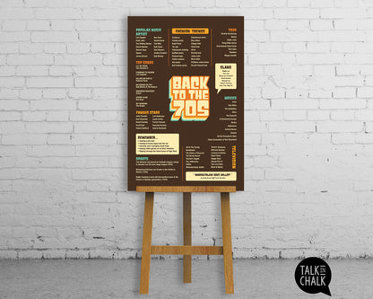 Back to the 70s Printable Poster, Seventies themed Party Decor, 50 Year Reunion Ideas