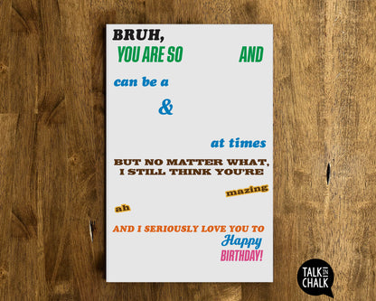 Bruh, Happy Birthday Candy Gram PRINTABLE 11x17 Poster, Funny Birthday Gift Idea for Kids, Teens & Adults