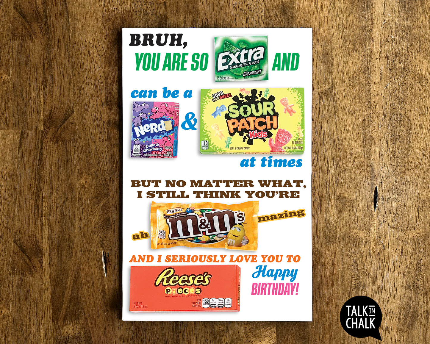 Bruh, Happy Birthday Candy Gram PRINTABLE 11x17 Poster, Funny Birthday Gift Idea for Kids, Teens & Adults