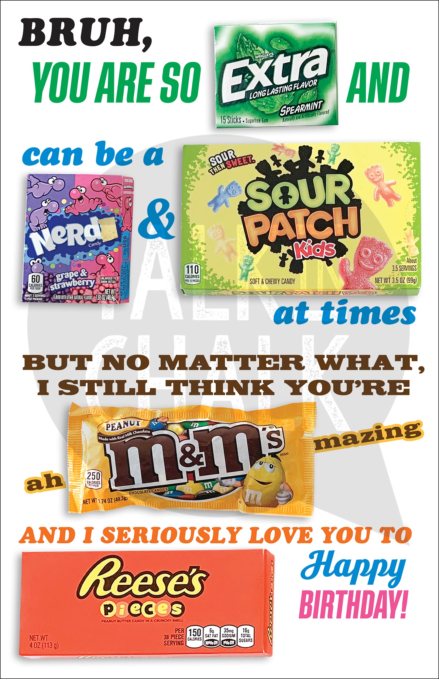 Bruh, Happy Birthday Candy Gram PRINTABLE 11x17 Poster, Funny Birthday Gift Idea for Kids, Teens & Adults