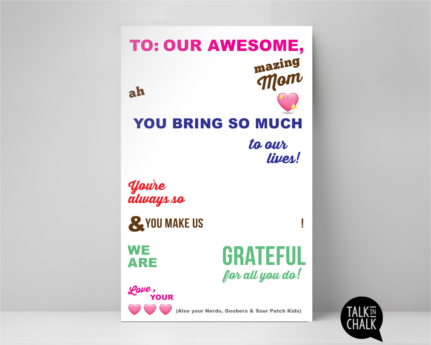 Happy Mother's Day Candy Gram Printable 11X17 Poster | Last Minute Gift for Mom
