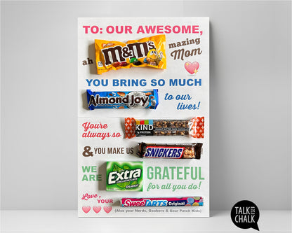 Happy Mother's Day Candy Gram Printable 11X17 Poster | Last Minute Gift for Mom
