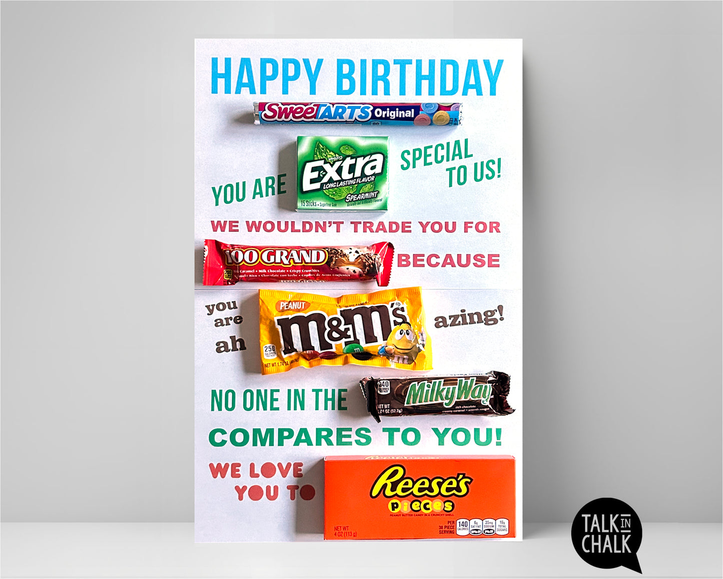 Happy Birthday Candy Gram PRINTABLE 11x17 Poster | Fun Birthday Gift Idea for Kids, Teens, & Adults