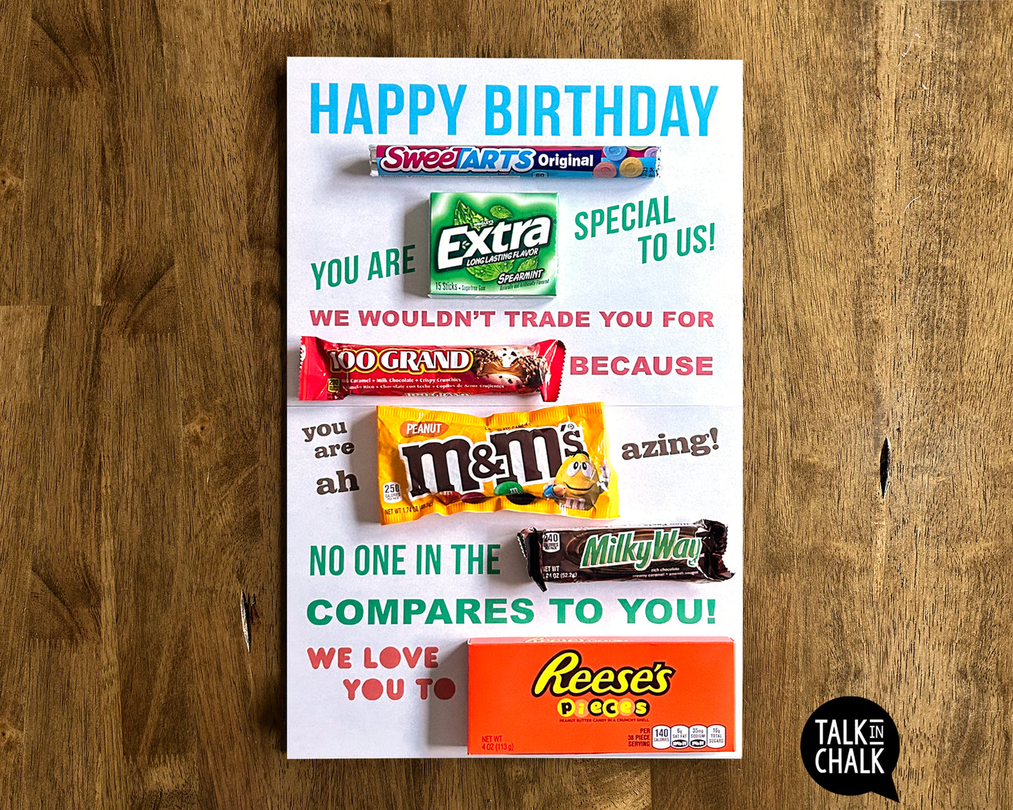 Happy Birthday Candy Gram PRINTABLE 11x17 Poster | Fun Birthday Gift Idea for Kids, Teens, & Adults