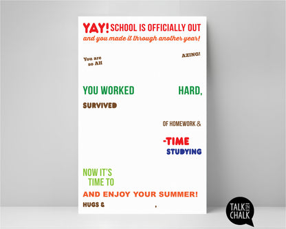 School's OUT Candy Gram PRINTABLE 11x17 Poster, End of the School Year Gift for Son, Daughter