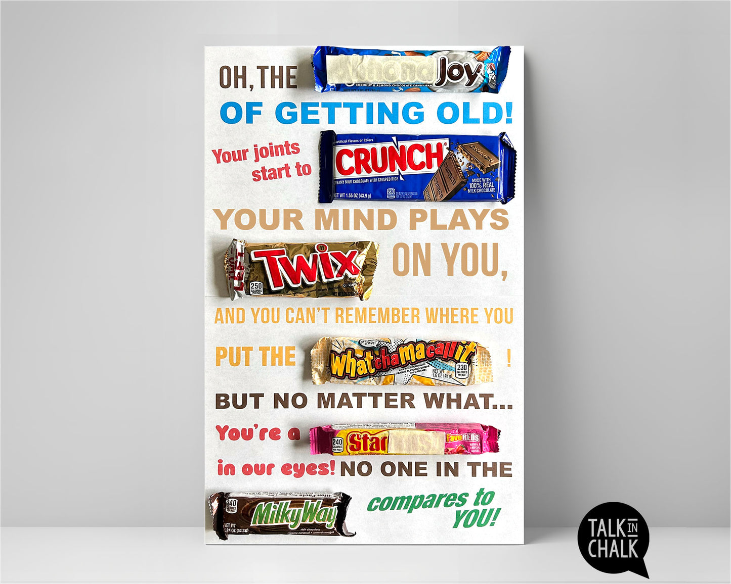 Oh The Joy of Getting Old Candy Gram PRINTABLE | DIY Birthday Card Poster | Over the Hill Birthday Candygram