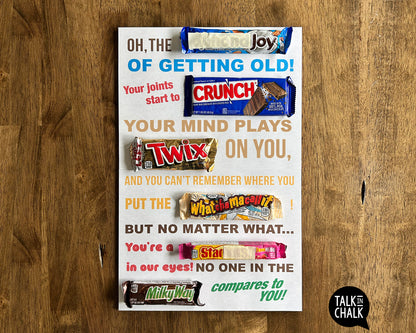 Oh The Joy of Getting Old Candy Gram PRINTABLE | DIY Birthday Card Poster | Over the Hill Birthday Candygram
