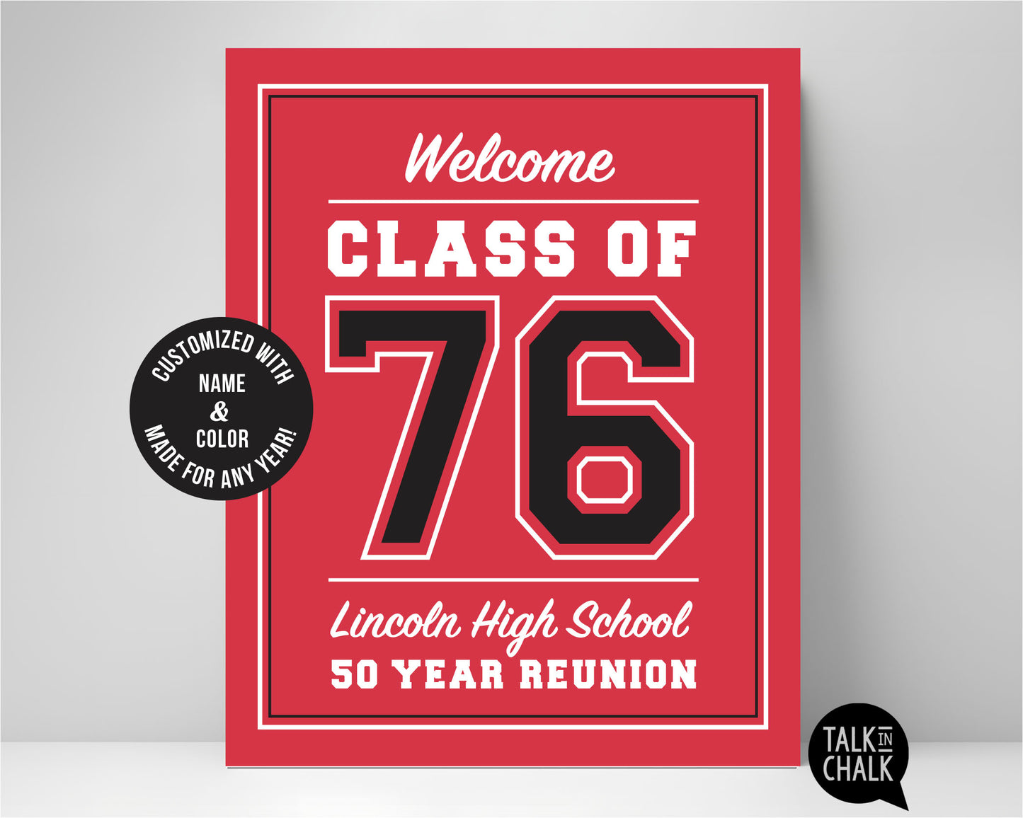 Customized Class of 1976, 50 Year Reunion Printable Poster
