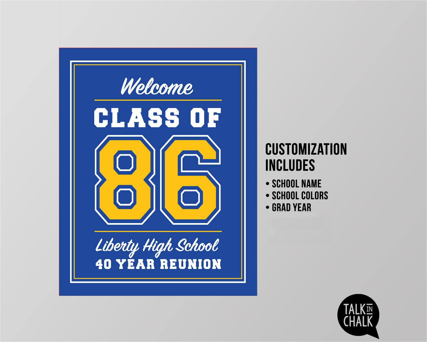 Customized Class of 1986, 40 Year Reunion Printable Poster
