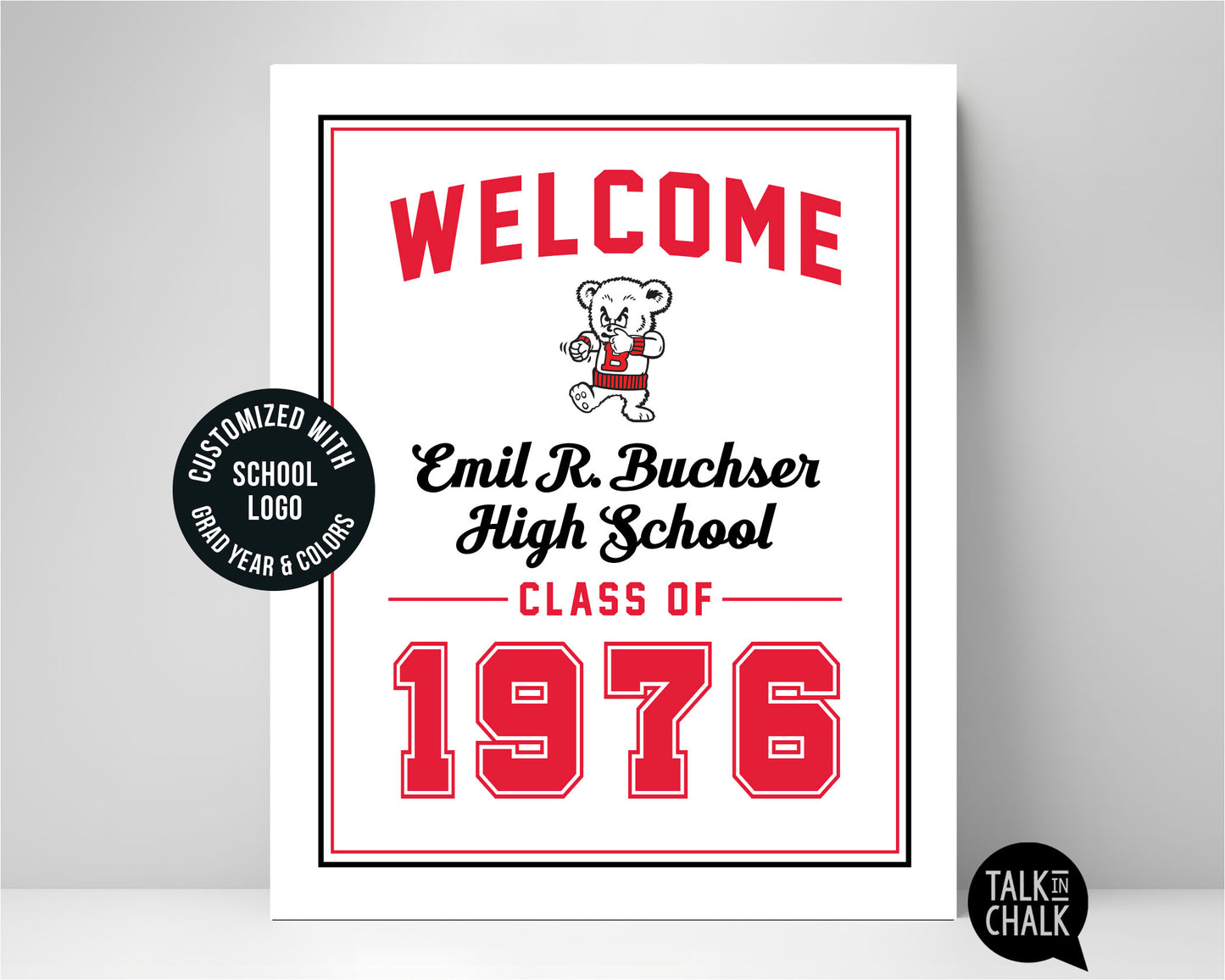 Custom Class Reunion Printable Poster with School Logo and Colors