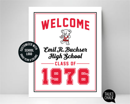 Custom Class Reunion Printable Poster with School Logo and Colors