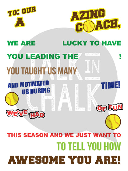 Softball Coach Candy Gram PRINTABLE, 18x24 Poster Size, Softball Coach Gift, End of the Season
