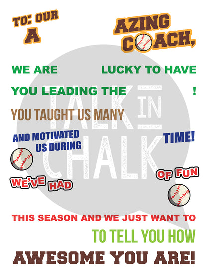 Baseball Coach Candy Gram PRINTABLE, 18x24 Poster Size, Baseball Coach Gift, End of the Season