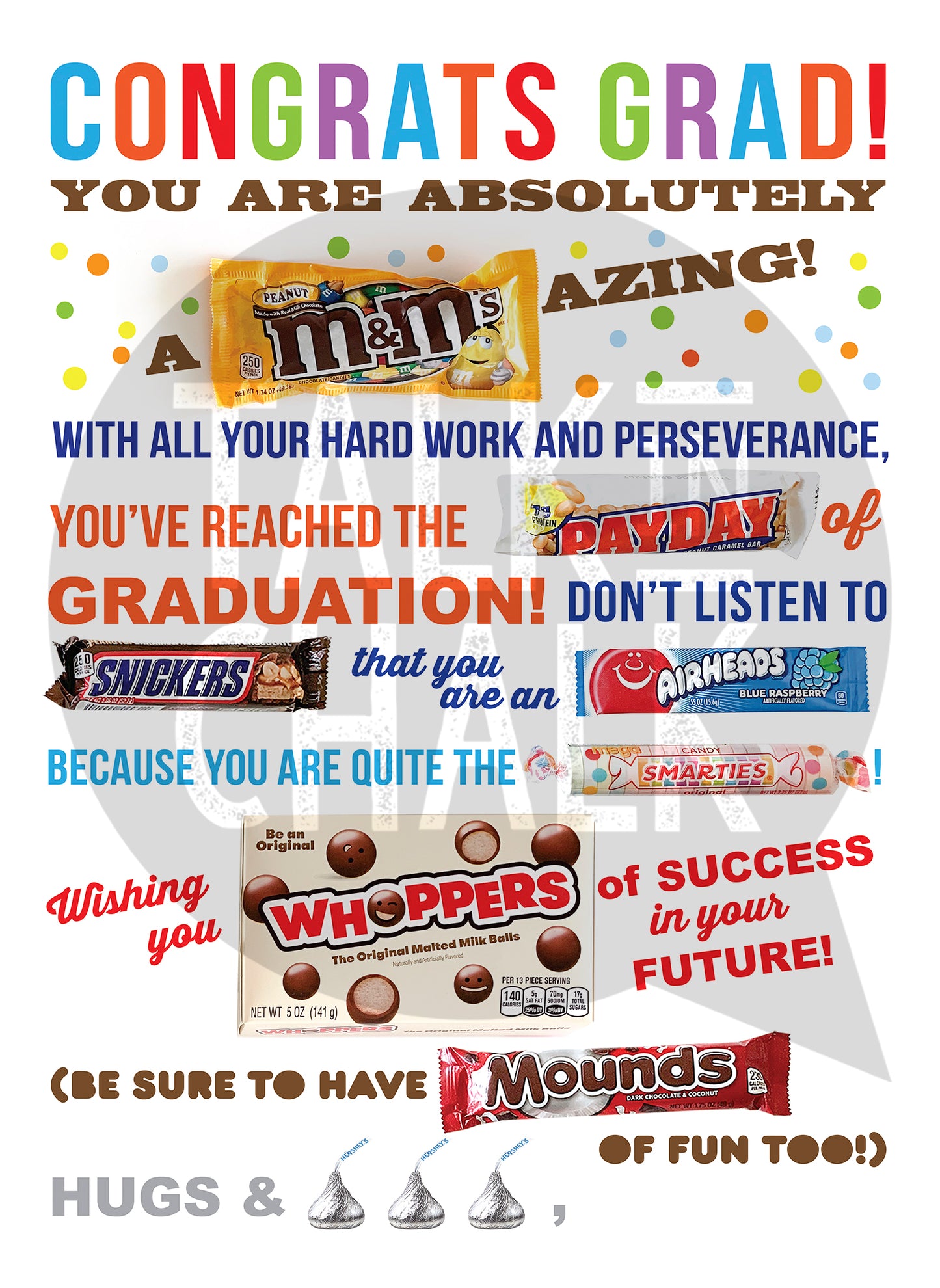 Congrats GRAD Candy Gram PRINTABLE 18x24 Poster, DIY Congratulations Card for Son, Daughter