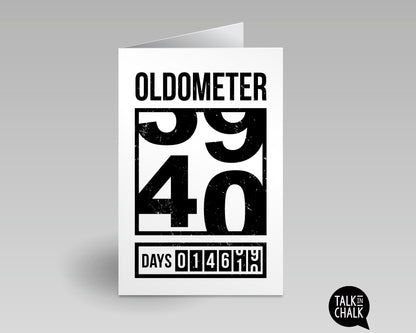 Funny 40th Birthday Printable Greeting Card, Oldometer Turning 40