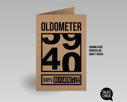 Funny 40th Birthday Printable Greeting Card, Oldometer Turning 40