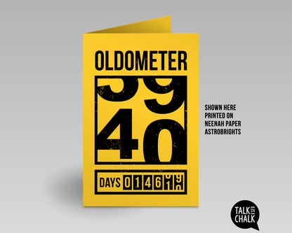 Funny 40th Birthday Printable Greeting Card, Oldometer Turning 40