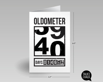 Funny 40th Birthday Printable Greeting Card, Oldometer Turning 40
