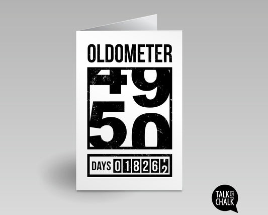 Funny 50th Birthday Printable Greeting Card, Oldometer Turning 50