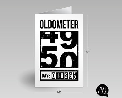 Funny 50th Birthday Printable Greeting Card, Oldometer Turning 50
