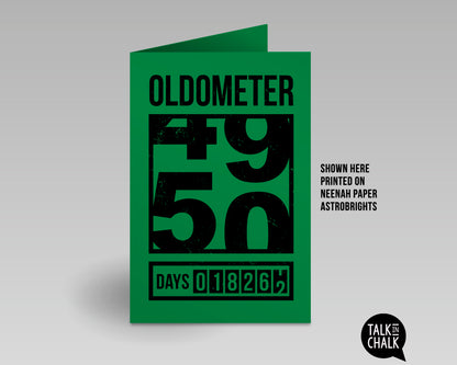Funny 50th Birthday Printable Greeting Card, Oldometer Turning 50