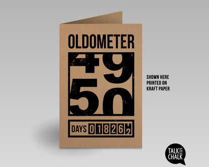 Funny 50th Birthday Printable Greeting Card, Oldometer Turning 50