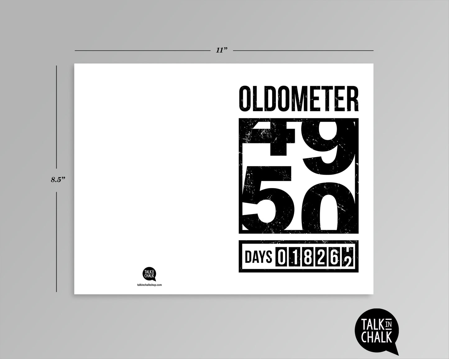 Funny 50th Birthday Printable Greeting Card, Oldometer Turning 50