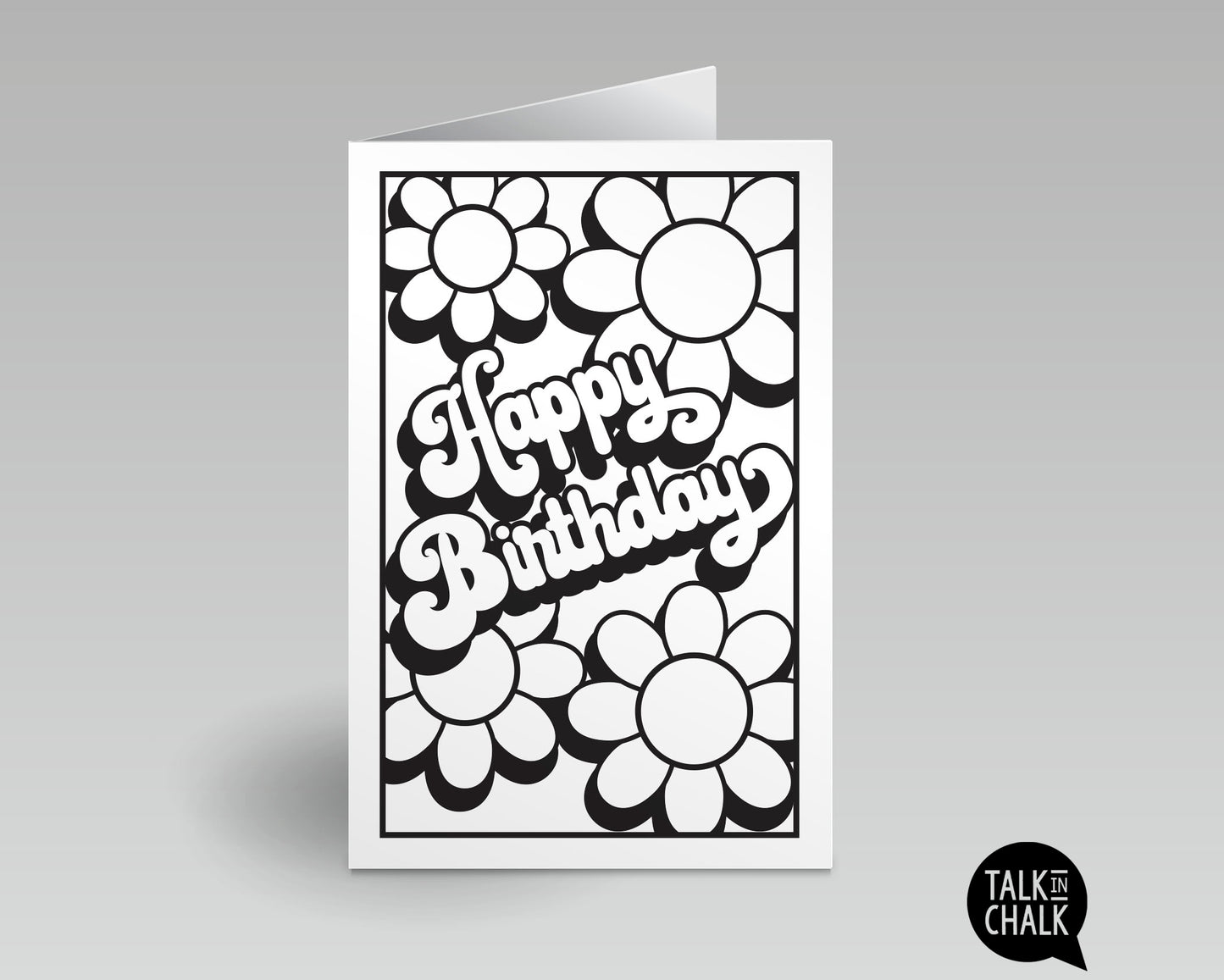 Groovy Retro Printable Birthday Card - DIY Coloring Page, for ANY age