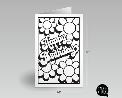 Groovy Retro Printable Birthday Card - DIY Coloring Page, for ANY age