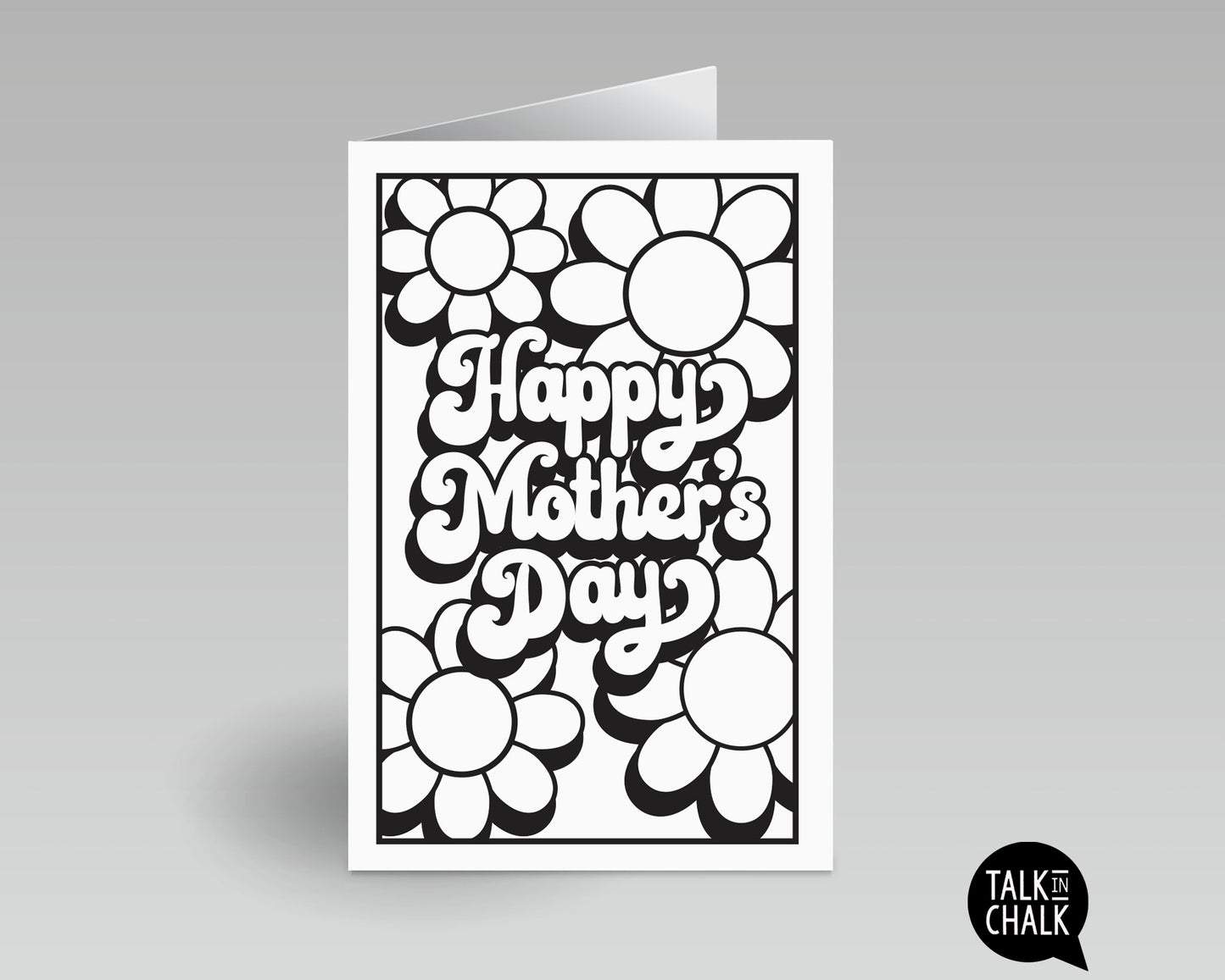 Groovy Happy Mother's Day Printable Card, DIY Coloring, Retro Flower Power Greeting Card, Easy to Print