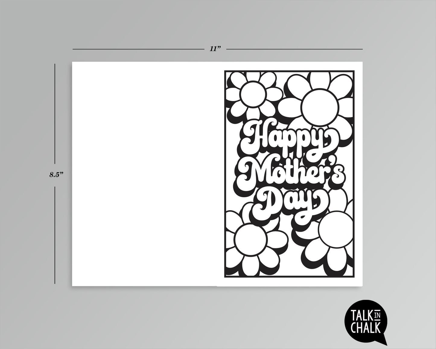 Groovy Happy Mother's Day Printable Card, DIY Coloring, Retro Flower Power Greeting Card, Easy to Print