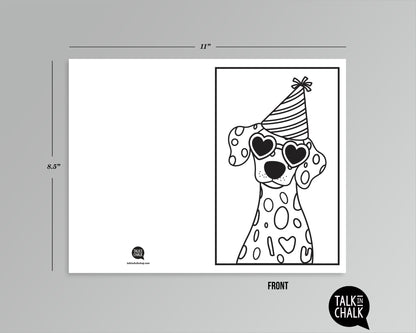 Dalmatian Printable Birthday Card & DIY Coloring Activity, Funny Doggone Happy Birthday Card